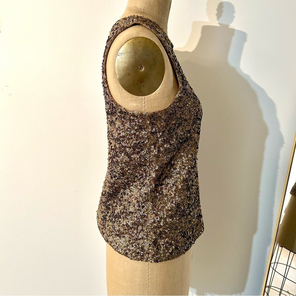 J Crew Collection Shimmering Gold Sequin Sweater Knit Shell Tank Wool Blend NWT - Picture 3 of 14